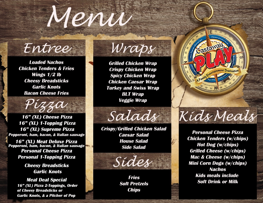 Castaway Play Cafe Menu - Jan. 2023